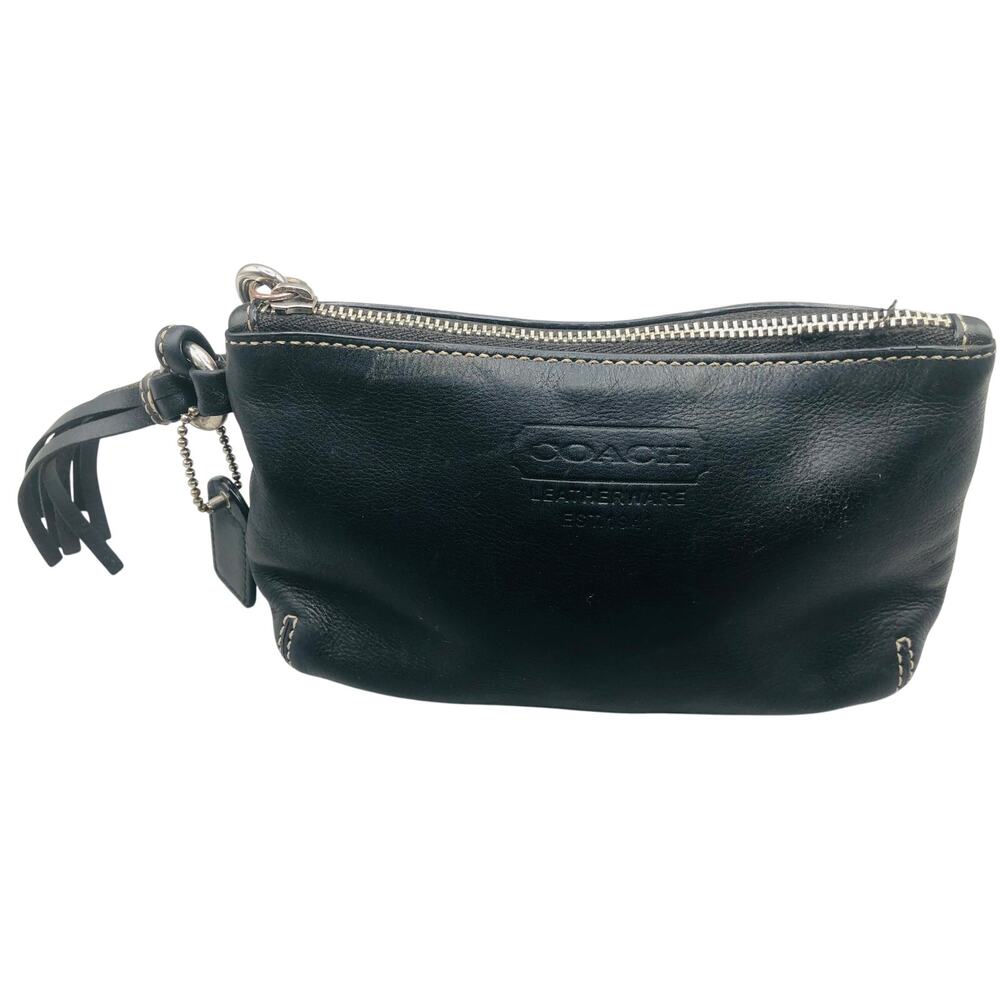 Vtg Black Coach Leatherware Wristlet